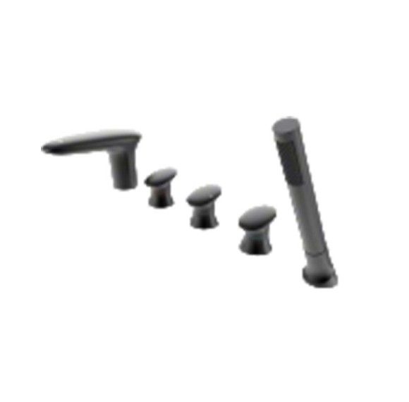 Bathtub Faucet Set LT7076B | Wholesale |  black finished 5-hole bathtub valve kit | factory direct wholesale