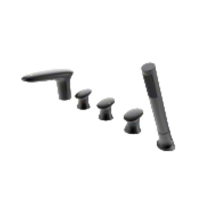 Bathtub Faucet Set LT7076B | Wholesale |  black finished 5-hole bathtub valve kit | factory direct wholesale