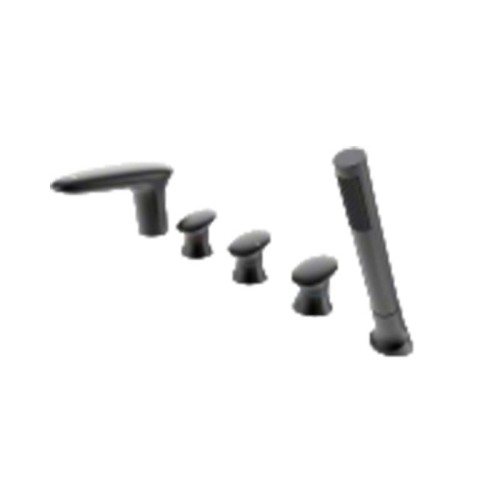 Bathtub Faucet Set LT7076B | Wholesale |  black finished 5-hole bathtub valve kit | factory direct wholesale