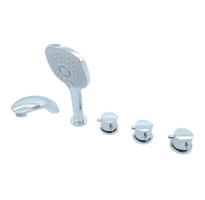 Bathtub Faucet Set LT6012 | Wholesale | 5-hole bathtub mixer with curved lever handle | global shipping