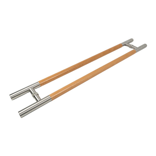 Sauna Glass Door Handle (Model: ELITE) | Wholesale | Double Sided Solid Oak Wood and 304 Brushed Stainless Steel Sauna Door Handles | OEM & ODM Available