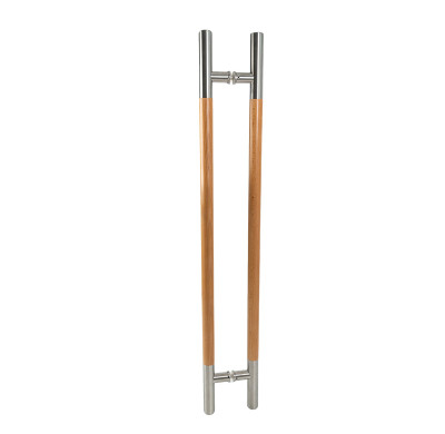 Sauna Glass Door Handle (Model: ELITE) | Wholesale | Double Sided Solid Oak Wood and 304 Brushed Stainless Steel Sauna Door Handles | OEM & ODM Available