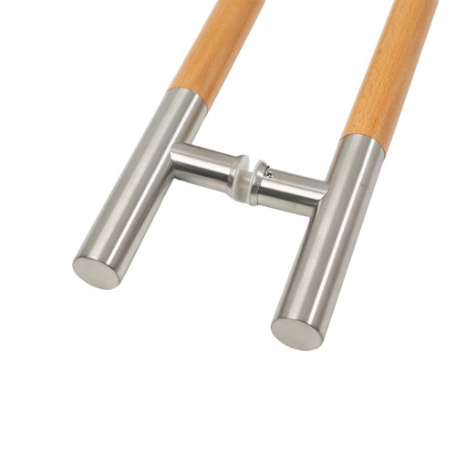 Sauna Glass Door Handle (Model: ELITE) | Wholesale | Double Sided Solid Oak Wood and 304 Brushed Stainless Steel Sauna Door Handles | OEM & ODM Available