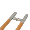Sauna Glass Door Handle (Model: ELITE) | Wholesale | Double Sided Solid Oak Wood and 304 Brushed Stainless Steel Sauna Door Handles | OEM & ODM Available