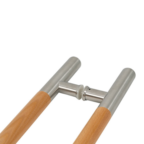 Sauna Glass Door Handle (Model: ELITE) | Wholesale | Double Sided Solid Oak Wood and 304 Brushed Stainless Steel Sauna Door Handles | OEM & ODM Available