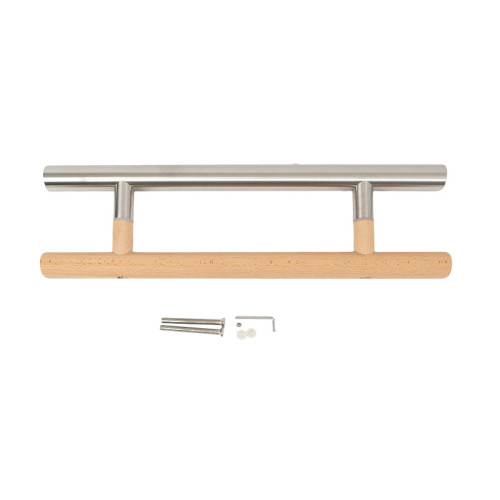 Sauna Glass Door Handle (Model: Guardsman) | Wholesale | Oak Wood and Brushed 304 Stainless Steel | Manufacturer Factory Direct