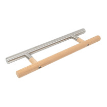 Sauna Glass Door Handle (Model: Guardsman) | Wholesale | Oak Wood and Brushed 304 Stainless Steel | Manufacturer Factory Direct
