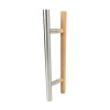 Sauna Glass Door Handle (Model: Guardsman) | Wholesale | Oak Wood and Brushed 304 Stainless Steel | Manufacturer Factory Direct