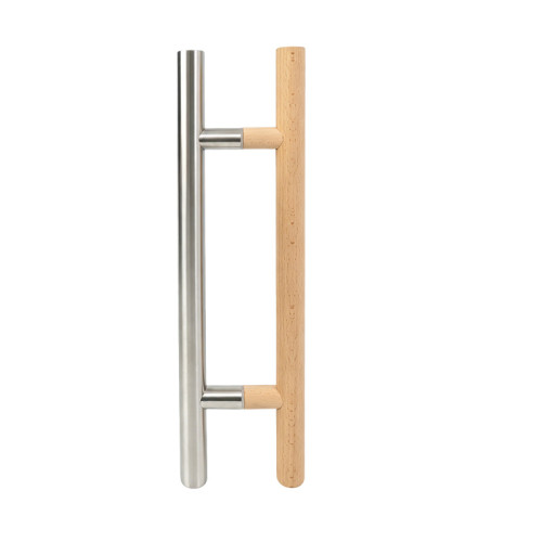 Sauna Glass Door Handle (Model: Guardsman) | Wholesale | Oak Wood and Brushed 304 Stainless Steel | Manufacturer Factory Direct