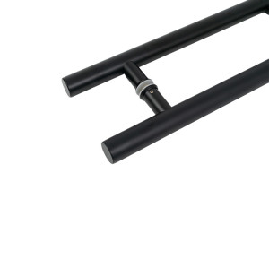 Sauna Glass Door Handle SN-500B | Wholesale | Matte Black RAL9005 Oak Wood and 304 Stainless Steel | Manufacturer Factory Direct