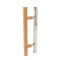 Sauna Door Handle SN-2525 Series | Wholesale | 30x30mm Square Oak Wood and Mirror Stainless Steel | Factory Direct Supply