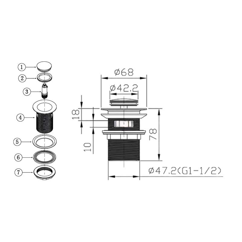 Drain Fitting G22-2 Dimensions