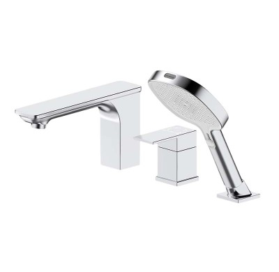 Bathtub Faucet Set LT803 | Wholesale | 3-Piece Chrome Brass Spout & Hand Shower Mixer | Global Contractor Supply