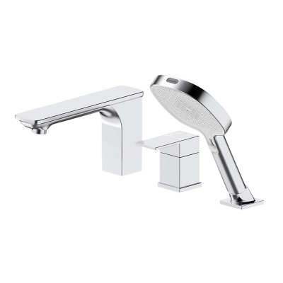 Bathtub Faucet Set LT803 | Wholesale | 3-Piece Chrome Brass Spout & Hand Shower Mixer | Global Contractor Supply