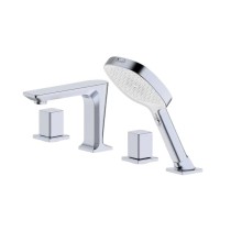 Bathtub Faucet Set LT4003 | Wholesale | Modern Square Handle Chrome Brass Spout & Shower Set | Industrial Quality Standards