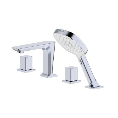 Bathtub Faucet Set LT4003 | Wholesale | Modern Square Handle Chrome Brass Spout & Shower Set | Industrial Quality Standards