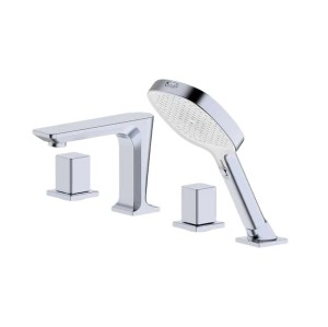 Bathtub Faucet Set LT4003 | Wholesale | Modern Square Handle Chrome Brass Spout & Shower Set | Industrial Quality Standards