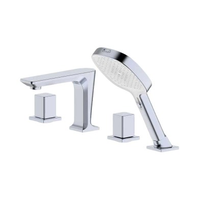 Bathtub Faucet Set LT4003 | Wholesale | Modern Square Handle Chrome Brass Spout & Shower Set | Industrial Quality Standards