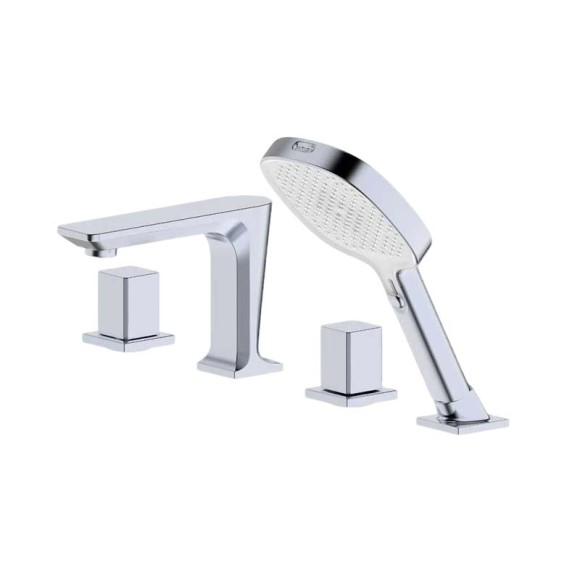 Bathtub Faucet Set LT4003 | Wholesale | Modern Square Handle Chrome Brass Spout & Shower Set | Industrial Quality Standards