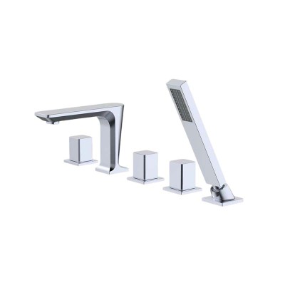 Bathtub Faucet Set LT80008 | Wholesale | 5-Component Chrome Brass Spout Independent Water Control Valves | Industrial Supply Standard