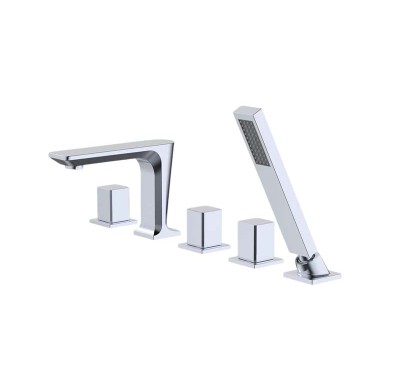 Bathtub Faucet Set LT80008 | Wholesale | 5-Component Chrome Brass Spout Independent Water Control Valves | Industrial Supply Standard