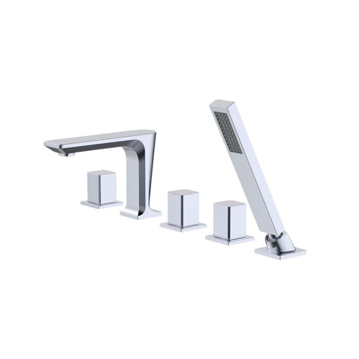 Bathtub Faucet Set LT80008 | Wholesale | 5-Component Chrome Brass Spout Independent Water Control Valves | Industrial Supply Standard