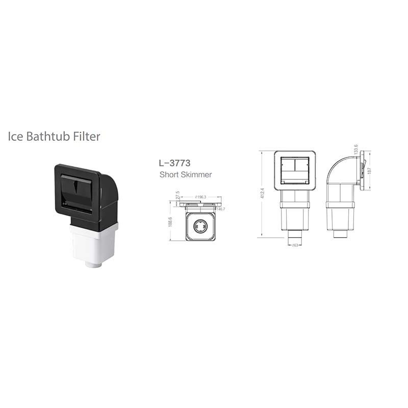 Hot Tub Skimmer P-3773 & P-3774 Skimmer Series Dimensions