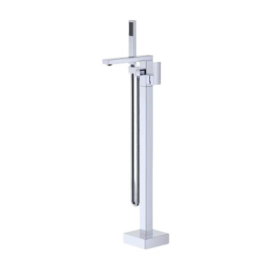 Bathtub Faucet Set FTD003 | Wholesale | Bold Square Architecture Chrome Spout with Linear Handheld Shower | Factory Direct Supplier