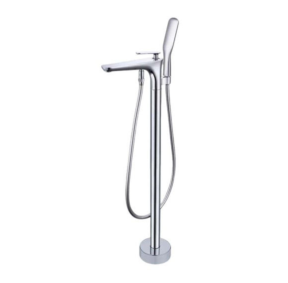 Bathtub Faucet Set  FTD004 | Wholesale | Streamlined Tapered Spout with Integrated Minimalist Handheld Chrome | Industrial Quality Standards