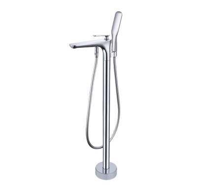 Bathtub Faucet Set FTD004 | Wholesale | Streamlined Tapered Spout with Integrated Minimalist Handheld Chrome | Industrial Quality Standards