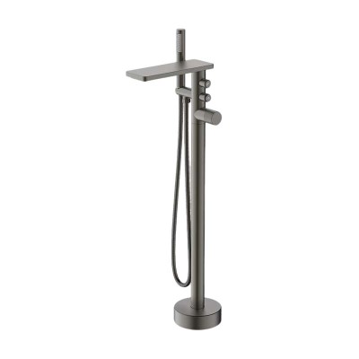 Bathtub Faucet Set FTD006 | Wholesale | Matte Gunmetal Square Spout with Single Handle Handheld Shower | Factory Direct Bulk Supply