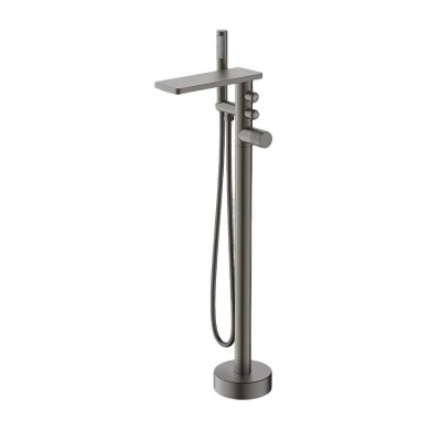 Bathtub Faucet Set FTD006 | Wholesale | Matte Gunmetal Square Spout with Single Handle Handheld Shower | Factory Direct Bulk Supply