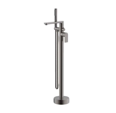 Bathtub Faucet Set FTD007 | Wholesale | Dark Gunmetal Minimalist Straight Spout with Hand Shower | Global Contractor Supply