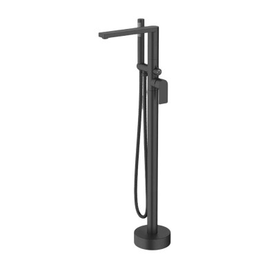 Bathtub Faucet Set FTD010 | Wholesale | Matte Black Horizontal Straight Spout with Single Lever Hand Shower | Global Contractor Supply