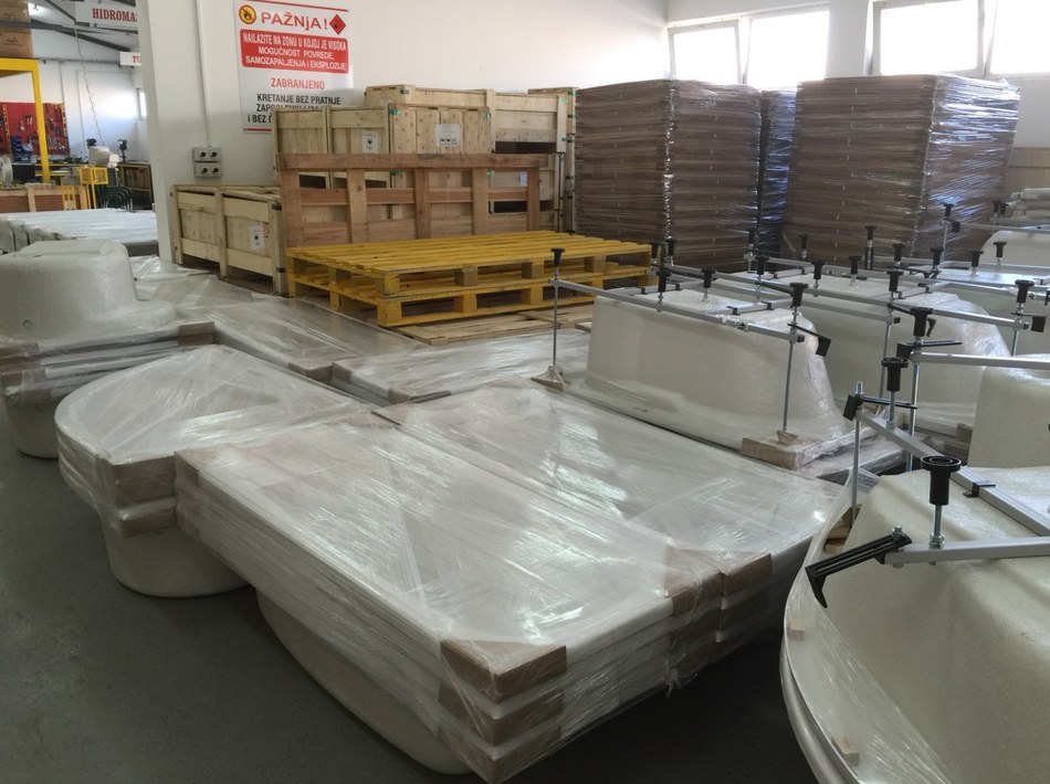 Goods neatly stacked in the warehouse