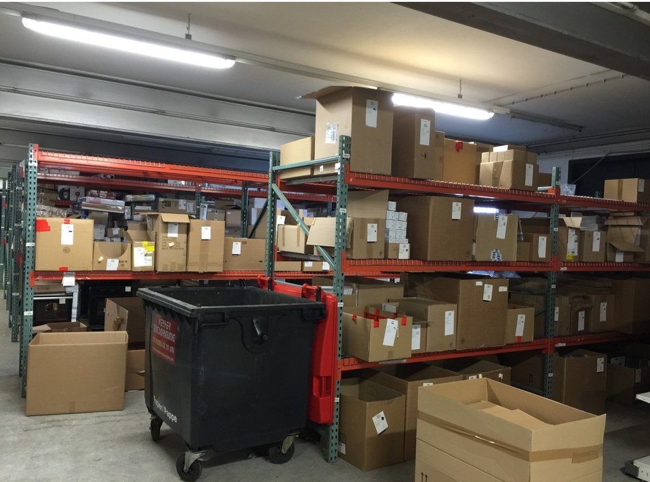 Heavy-duty pallet racking with spa parts stock at GPP Bremen warehouse