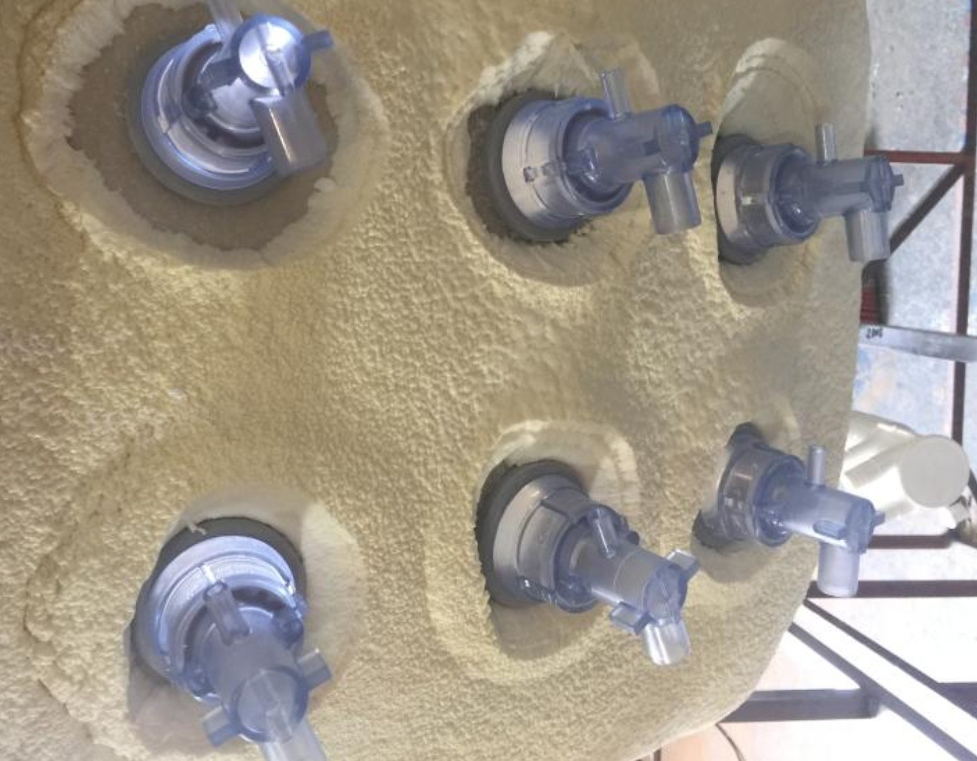 SPA shell with jet valves and spray foam insulation at EEH factory Eastern Europe