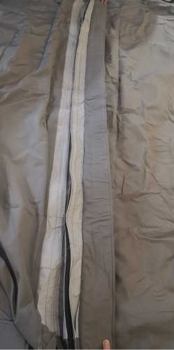 Spa cover center seam layers detail showing outer fabric steam barrier and inner lining