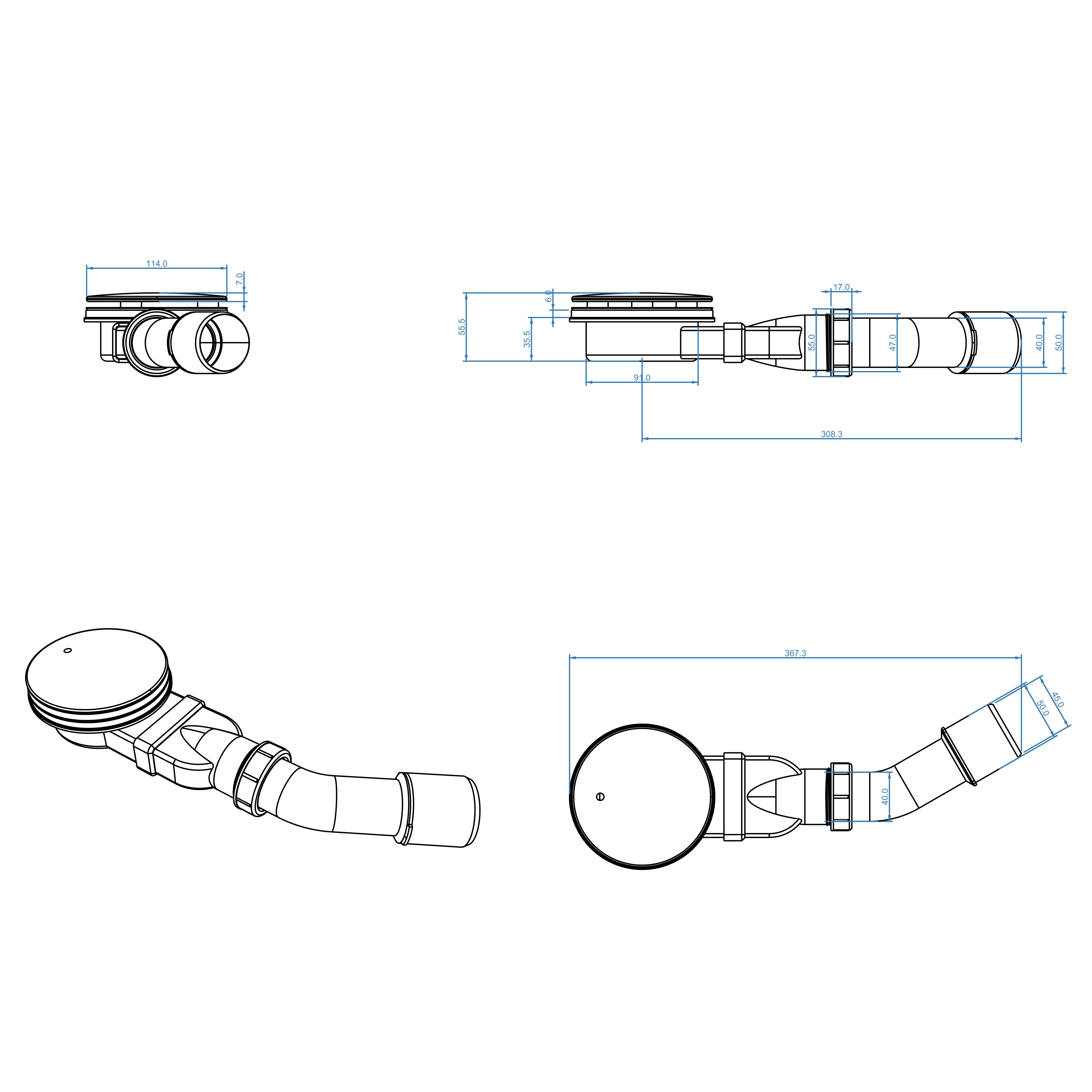 Shower Drainer SY-07 Series Dimensions