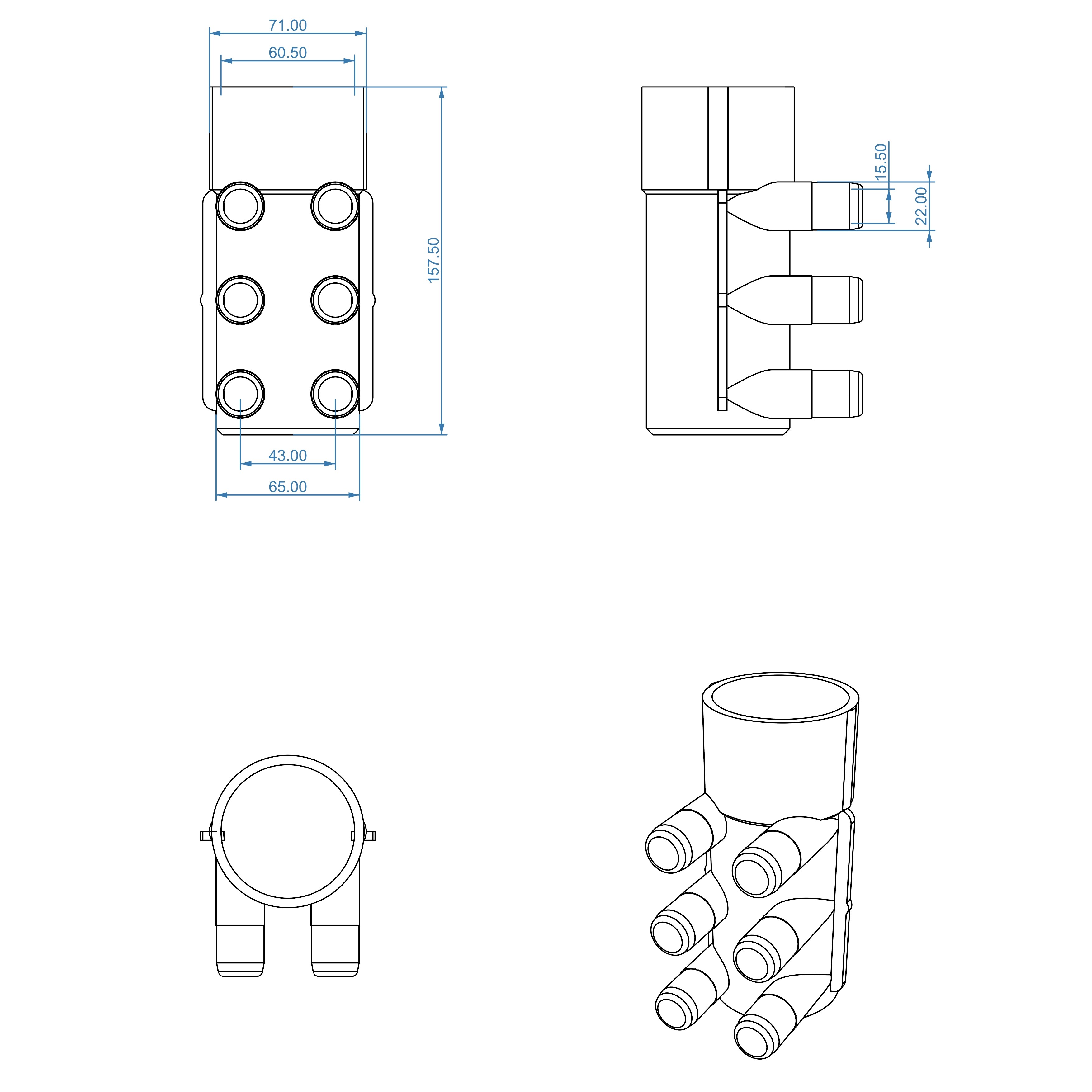 Spa Water Manifolds MF2805 Dimensions 