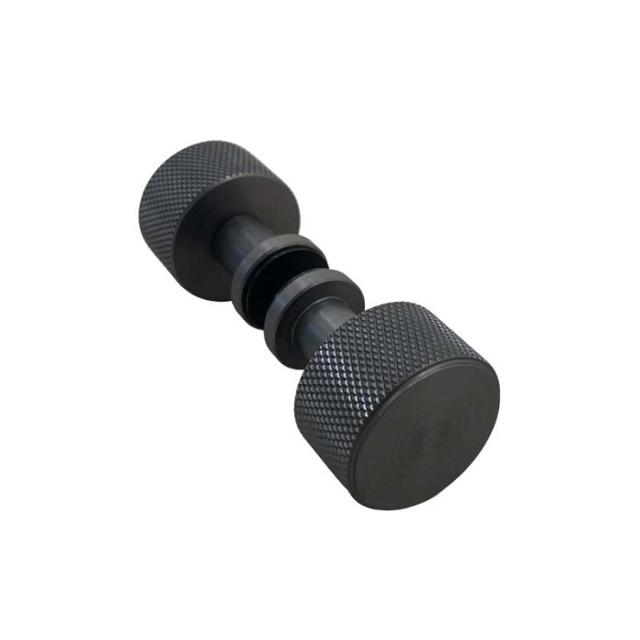 LS-2038 matte black knurled shower door knob in back-to-back configuration