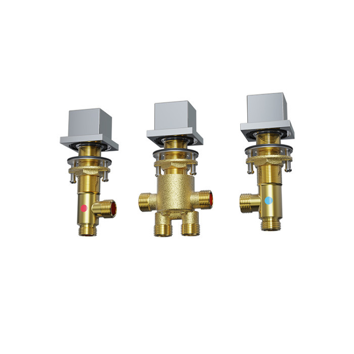MIX2043 thermostatic diverter mixer valve with square handle and brass body