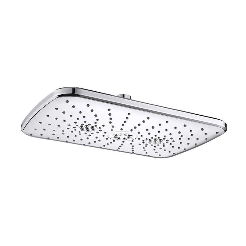 JY300 rectangular overhead shower head with white face and chrome trim