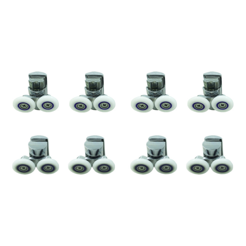 HL-628 chrome shower door rollers with top clamp and double wheels
