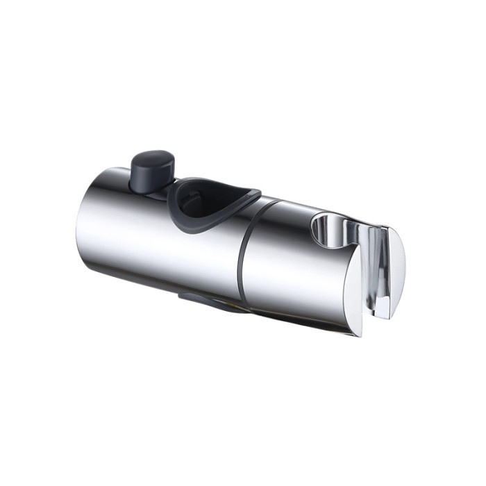 HT01 shower head holder with chrome cylindrical body and push button adjustment