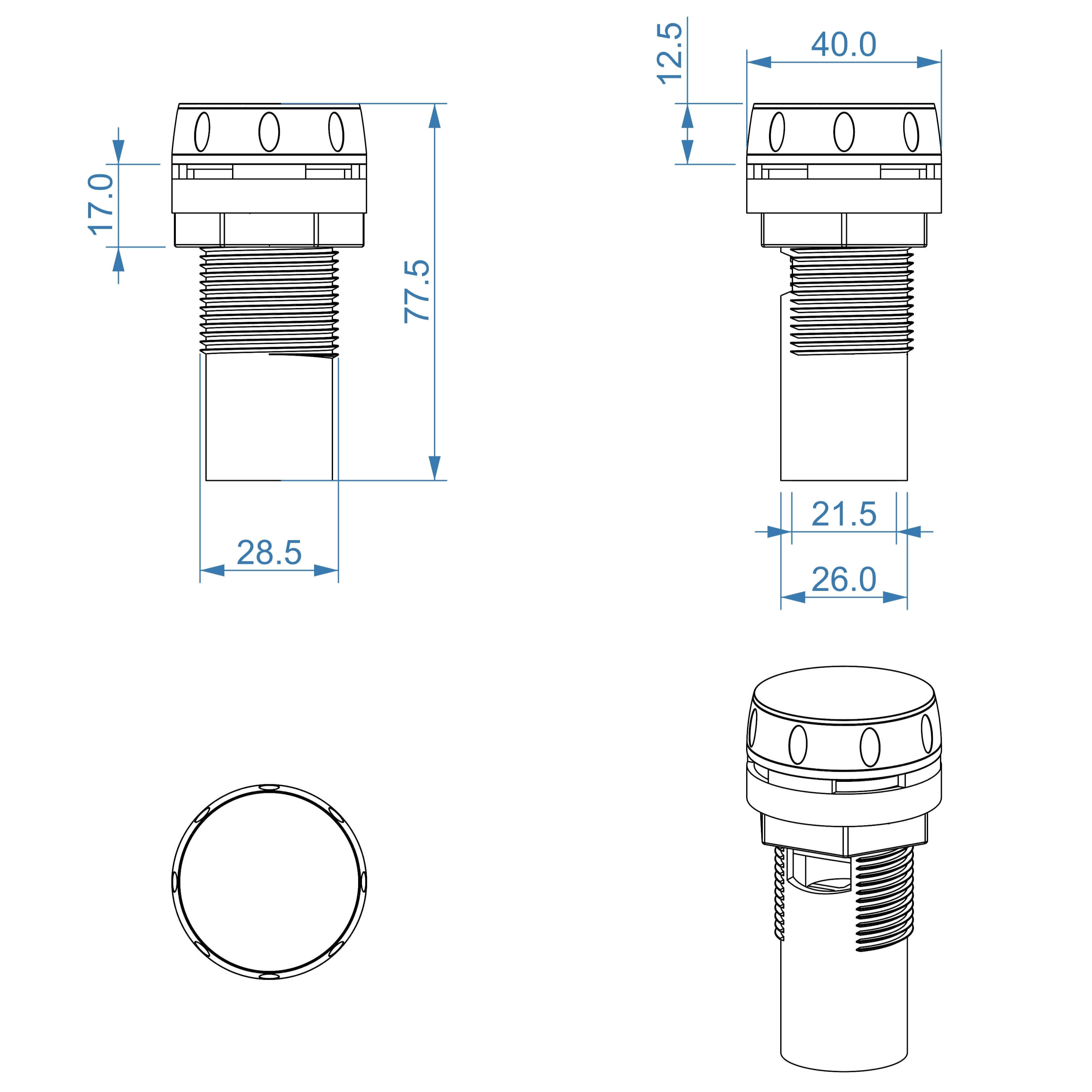 Bathtub Air Control Knob AR-C09A Views