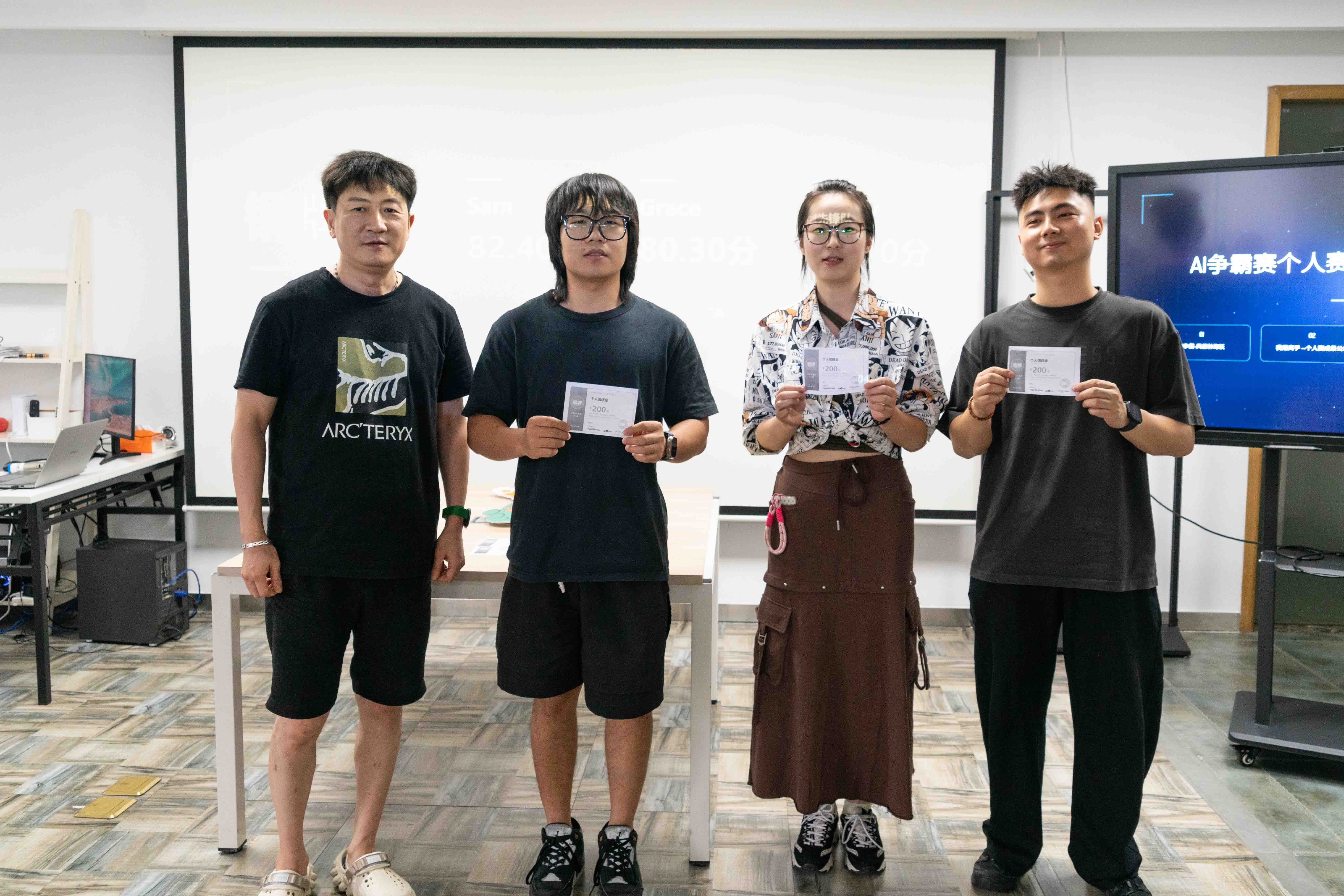 Bronze award presentation: Jonny, Henry, Grace, and Sam (from left to right)