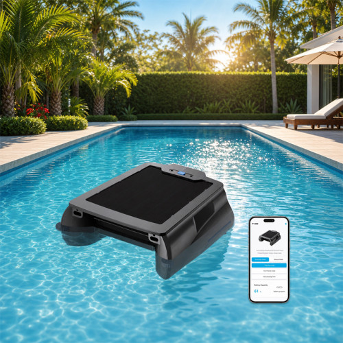 Pool Surface Skimmer AQ-900 | Wholesale | Solar-Powered Cleaner with Automatic Sun Seeking and Adapter Charging | B2B Global Supply