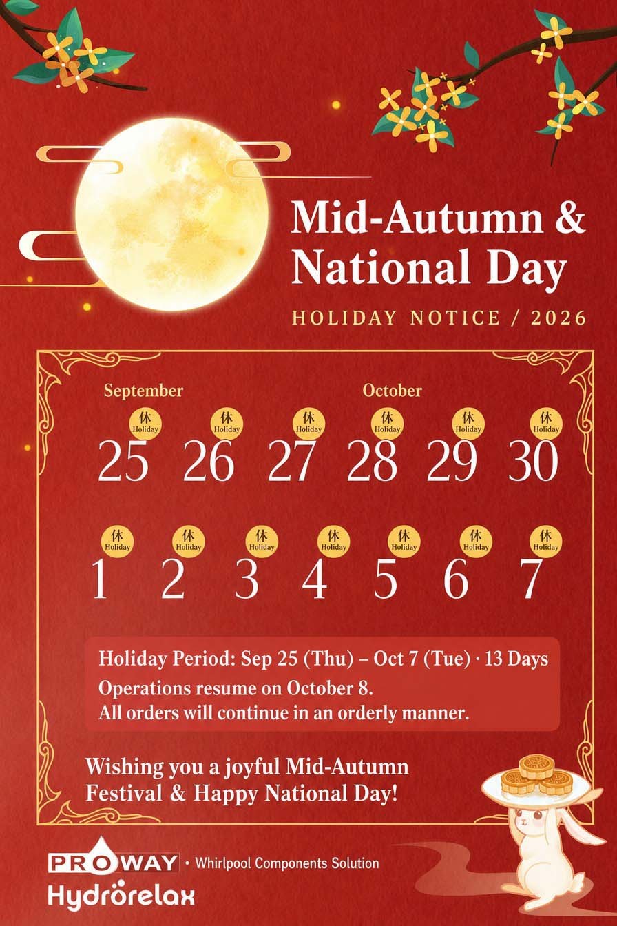 Proway & Hydrorelax Celebrates Mid-Autumn Festival and National Day with Warm Wishes