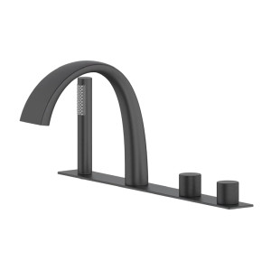 Bathtub Faucet LT-621 | Wholesale | Curved Multi-Hole Faucet Set in Black Finish | Wholesale Supply
